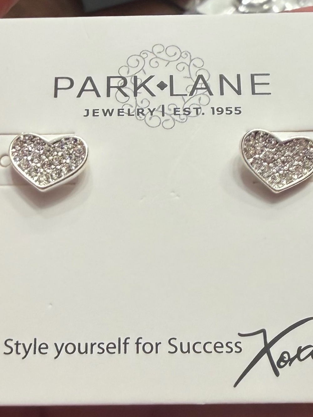Park Lane Silver Crystal Heart Stud Earrings - Dainty Collection